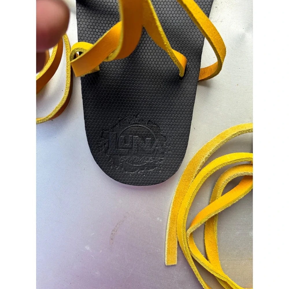 Luna Sandals Huarache Yellow Leather Wrap Minimalist Vibram Sole Sandals